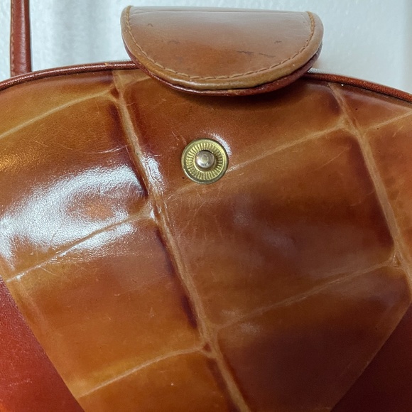 ❌ SOLD! Vintage tan leather box bag with strap! - Picture 5 of 13